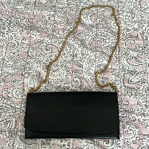NWOT Banana Republic Black Leather Crossbody Clutch